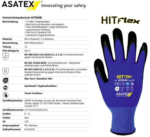 Asatex HIT Flex Feinstrickhandschuh HIT099B